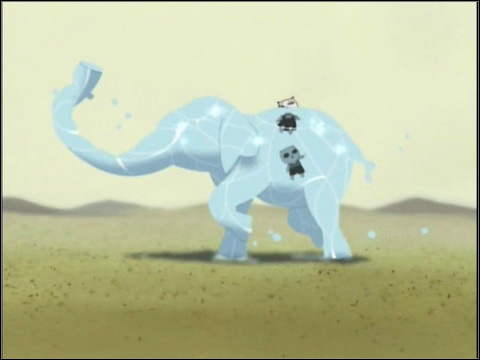 Un éléphant d'eau dans le désert.